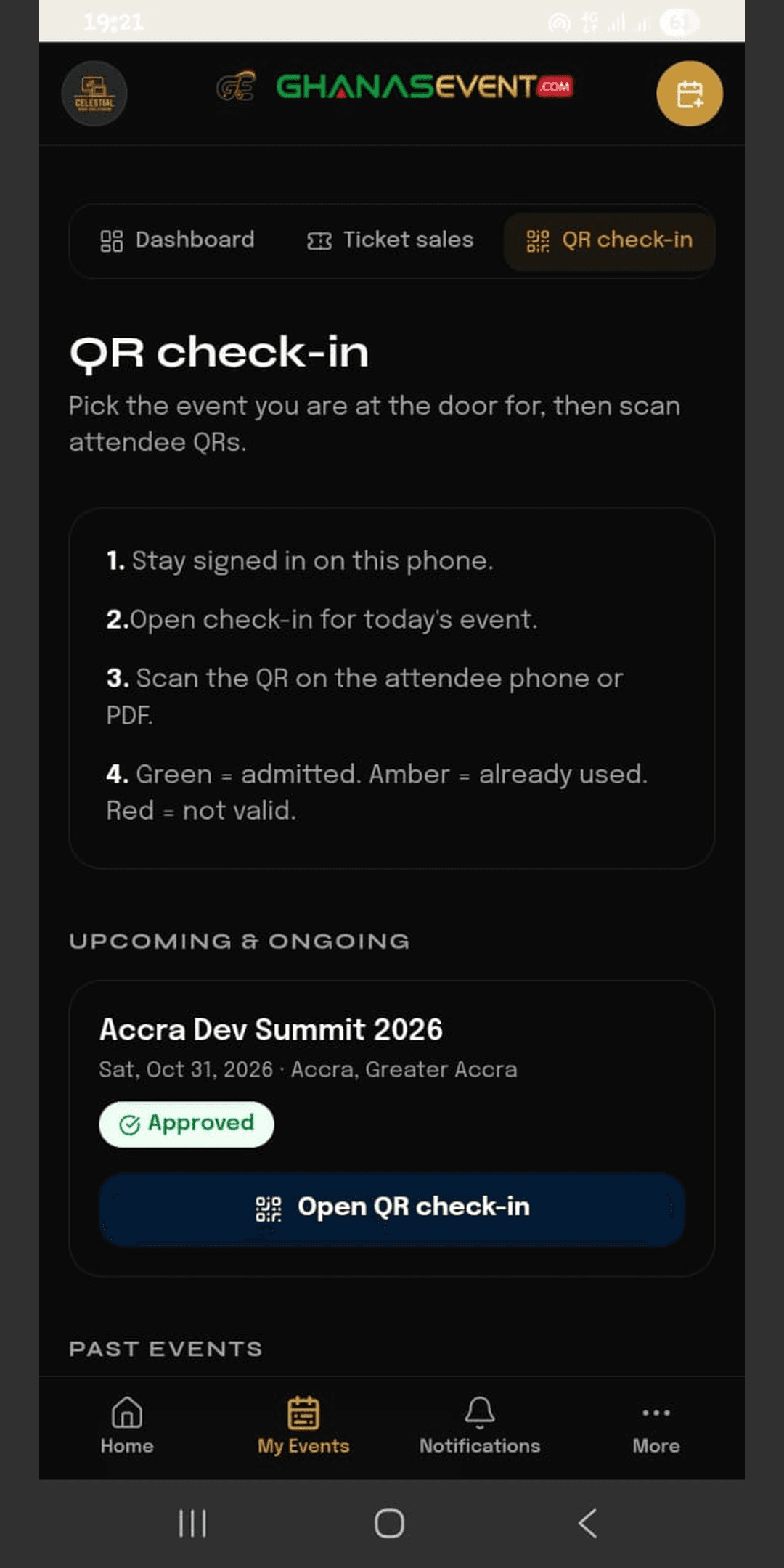 Ghanas Event Mobile App - Check-in
